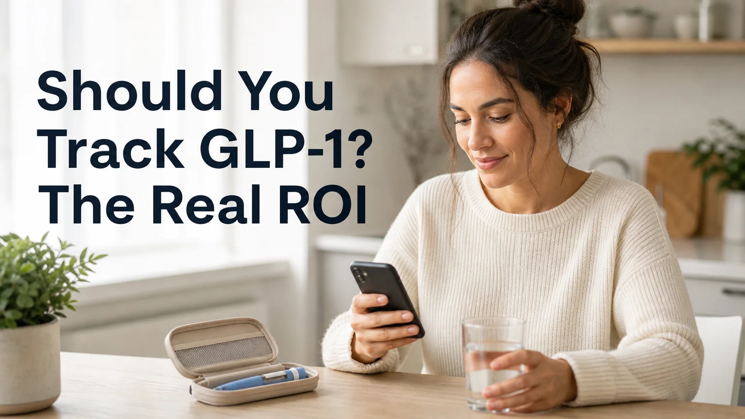 PeptideIQ should you use an app to track glp-1 use: person logging a dose on a phone at a kitchen table